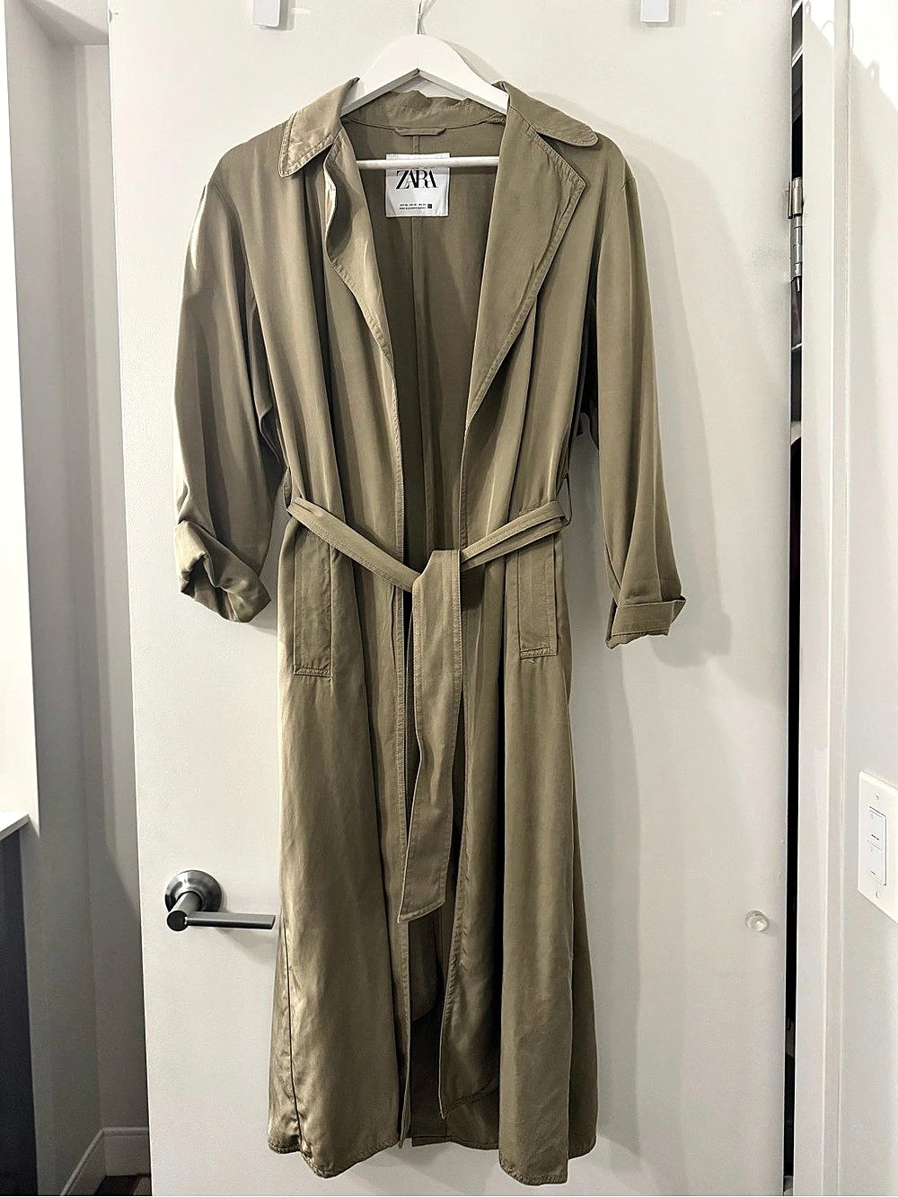 Zara Belted Trench in Green - Lightweight